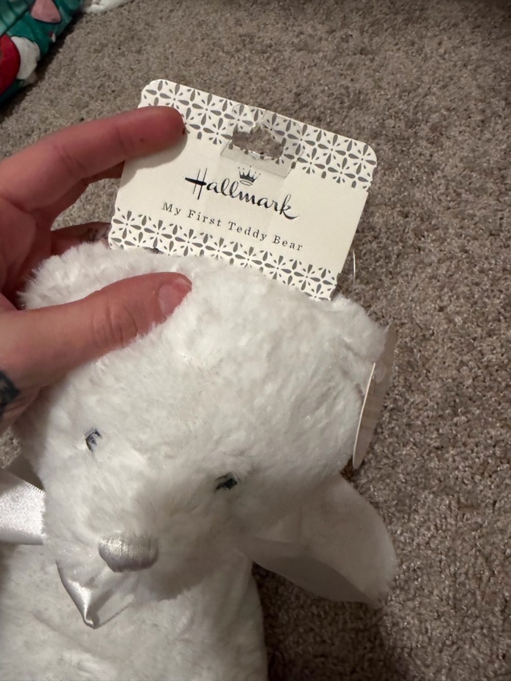 Hallmark 'My First Teddy Bear' White Plush with Satin Accents- nwt